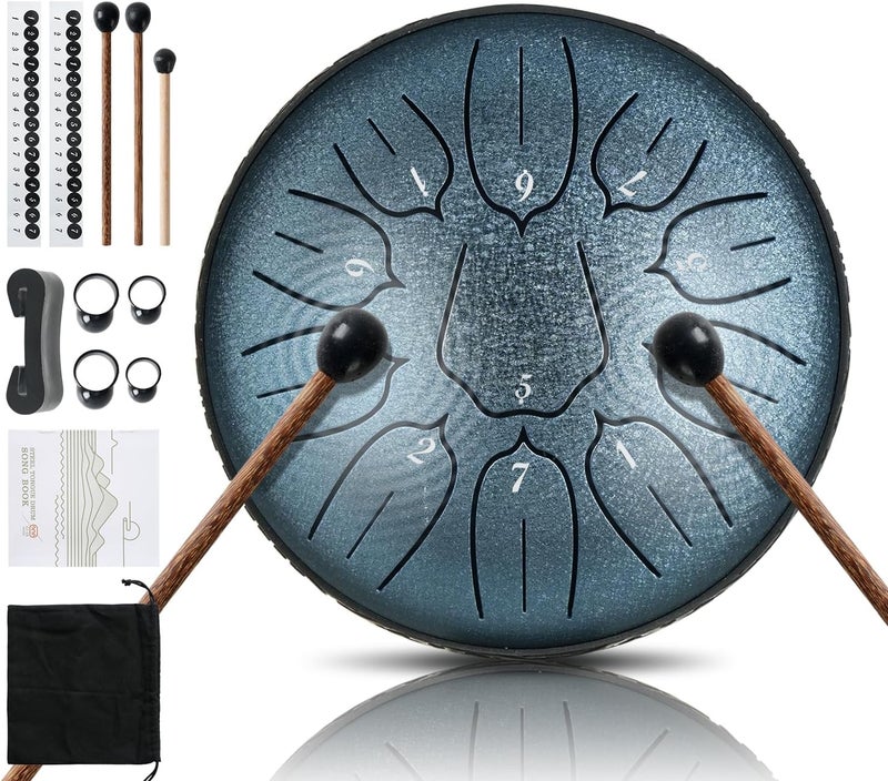 harmuhos Steel Tongue Drum 11 Note 6 Inches D-Key Tank Drum Handpan Drum Percussion Instrument for Meditation Entertainment Musical Education Concert Mind Healing Yoga - Image 1